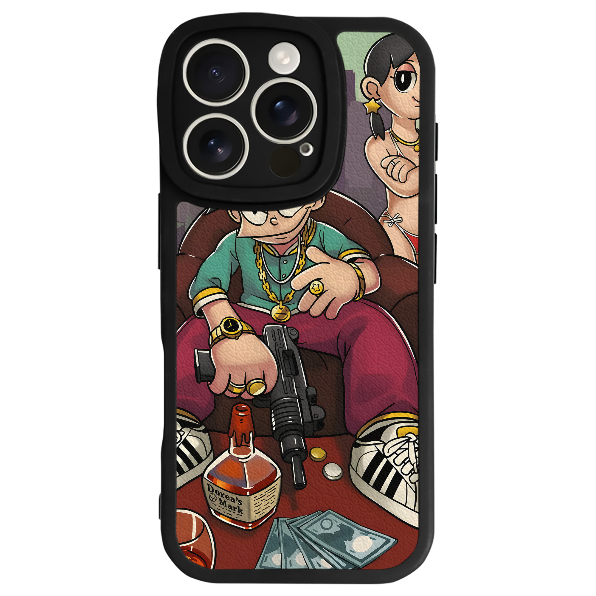 （画像用） ドラえもん Doraemon 【iPhone 16シリーズ対応】シリコンスマホケース（レザー調） 材質：シリコン